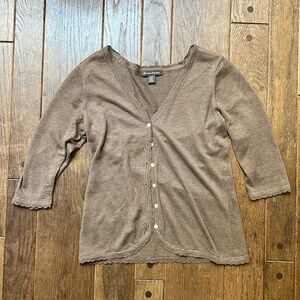 Brown Tommy Bahamas 3/4 length sleeve sweater linen